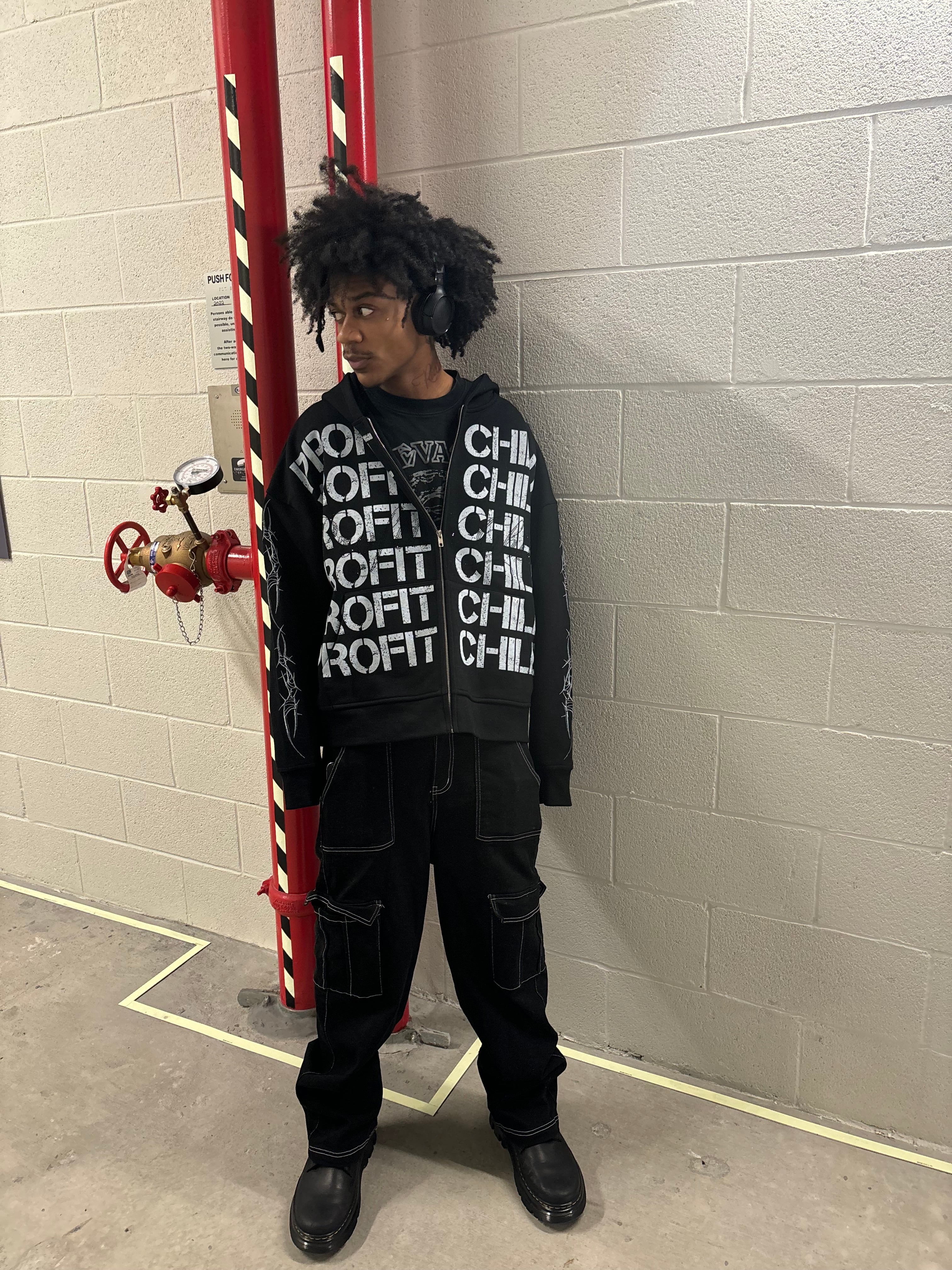 X6 ZIP UP HOODIE BLACK