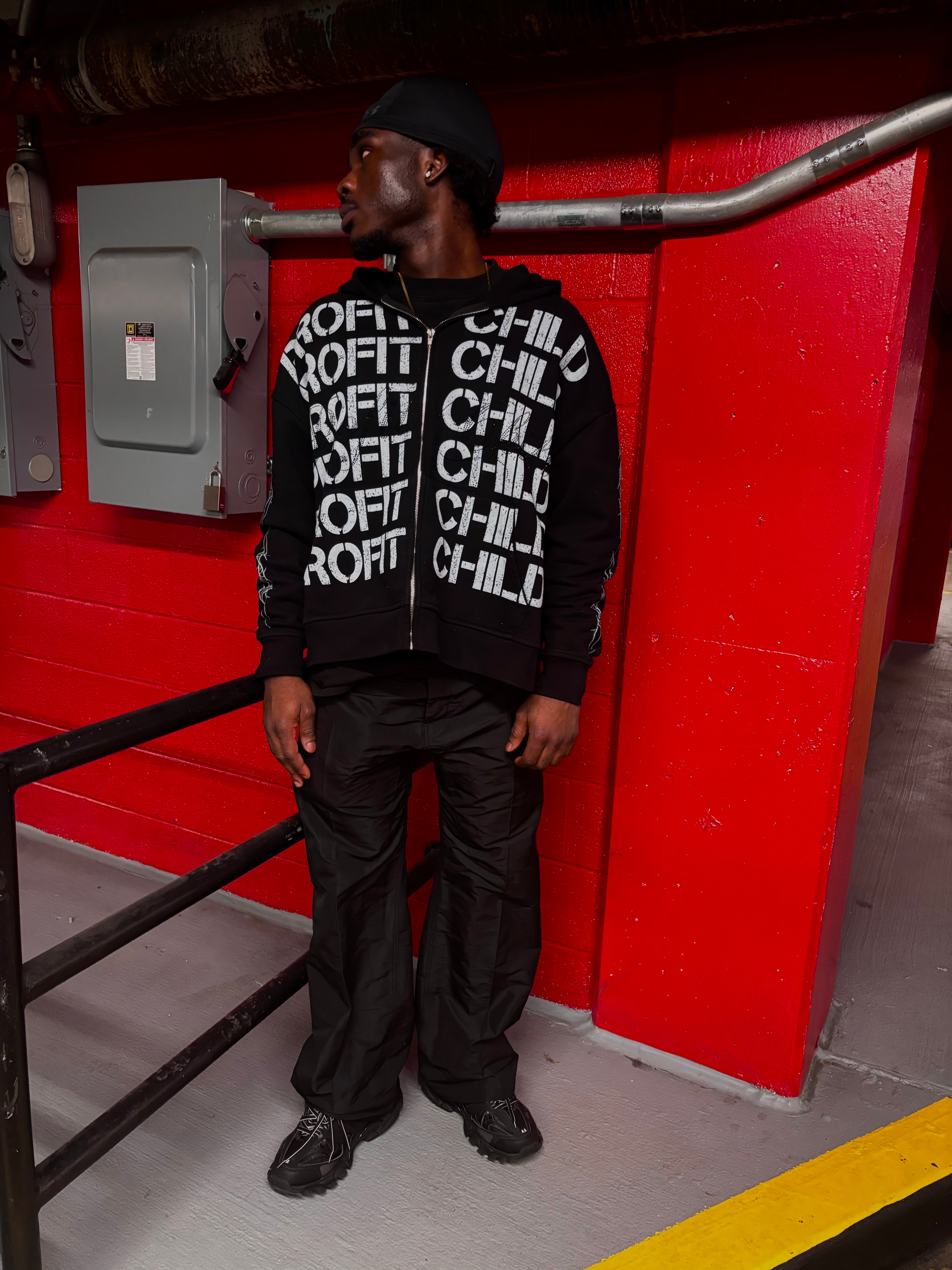 X6 ZIP UP HOODIE BLACK